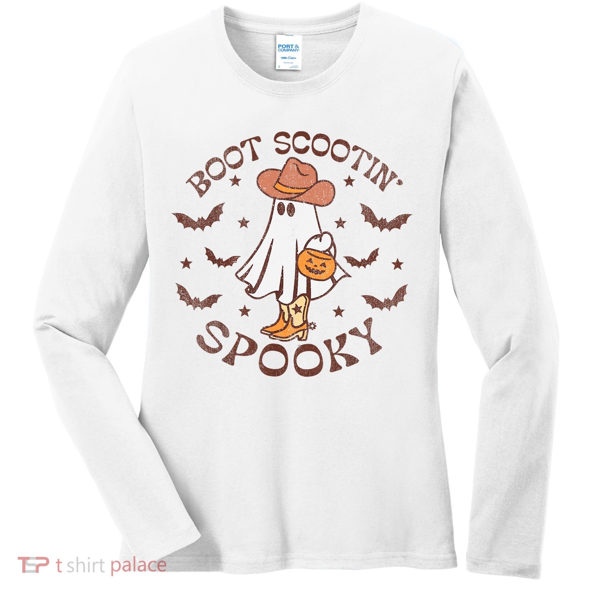 Boot Scootin Spooky Western Halloween Retro Fall Halloween Women's Long Sleeve Shirt