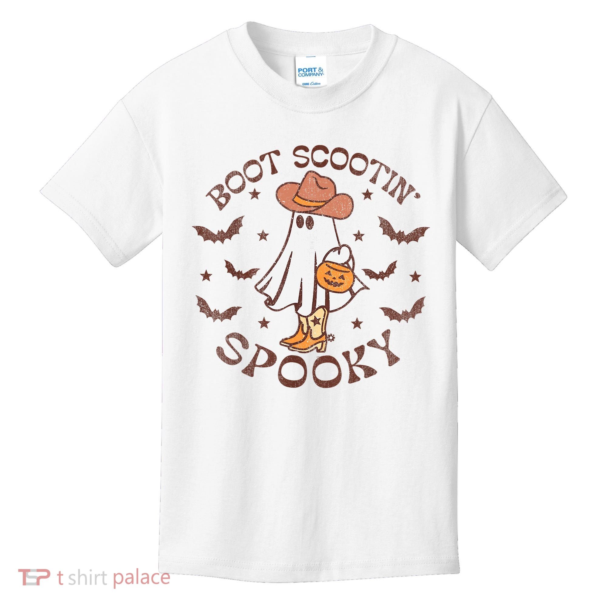 Boot Scootin Spooky Western Halloween Retro Fall Halloween Kids T-Shirt