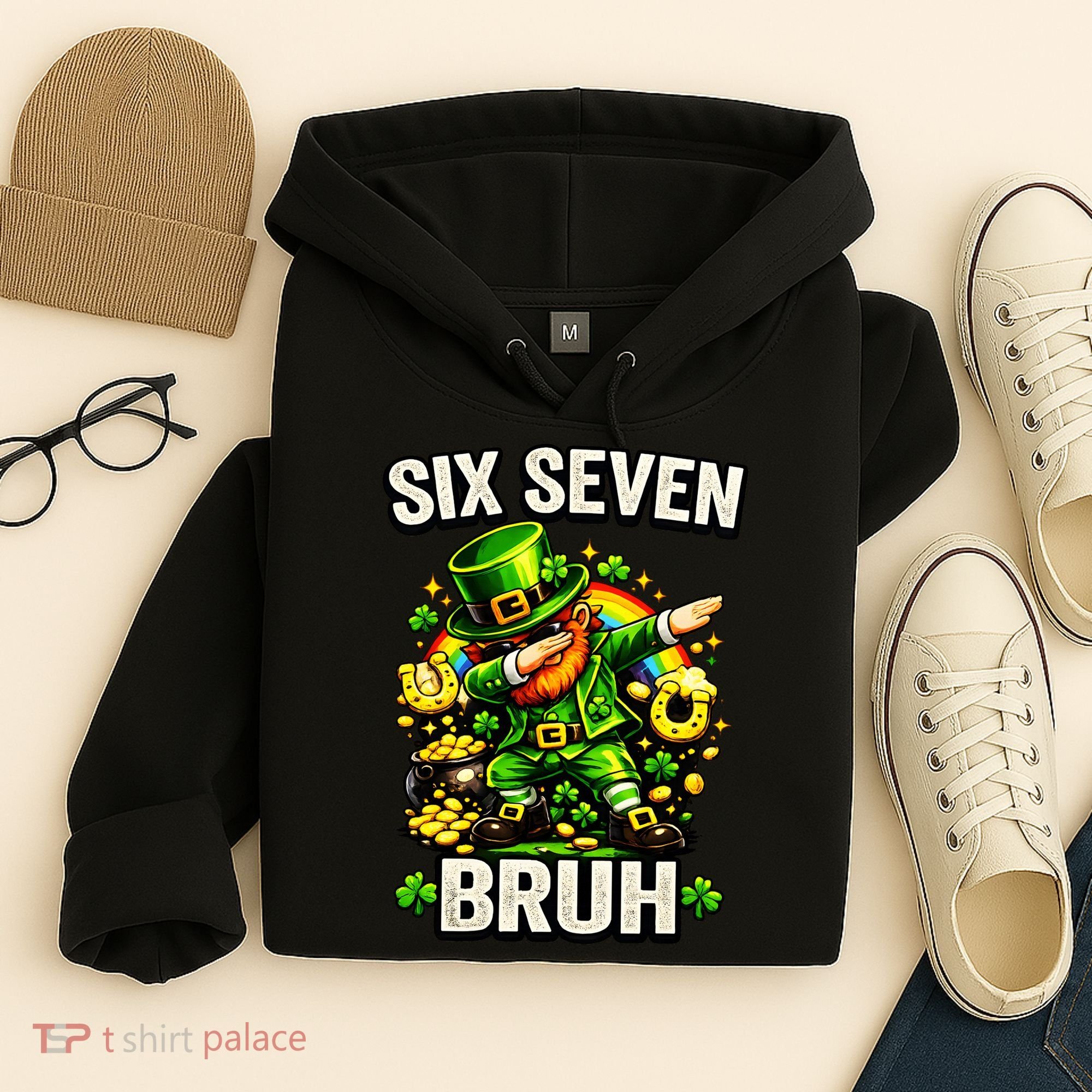 Bruh Six Seven Meme 67 Dabbing Leprechaun St Patricks Day Hoodie