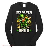 Bruh Six Seven Meme 67 Dabbing Leprechaun St Patricks Day Long Sleeve Shirt thumb 0