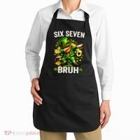 Bruh Six Seven Meme 67 Dabbing Leprechaun St Patricks Day Apron thumb 2