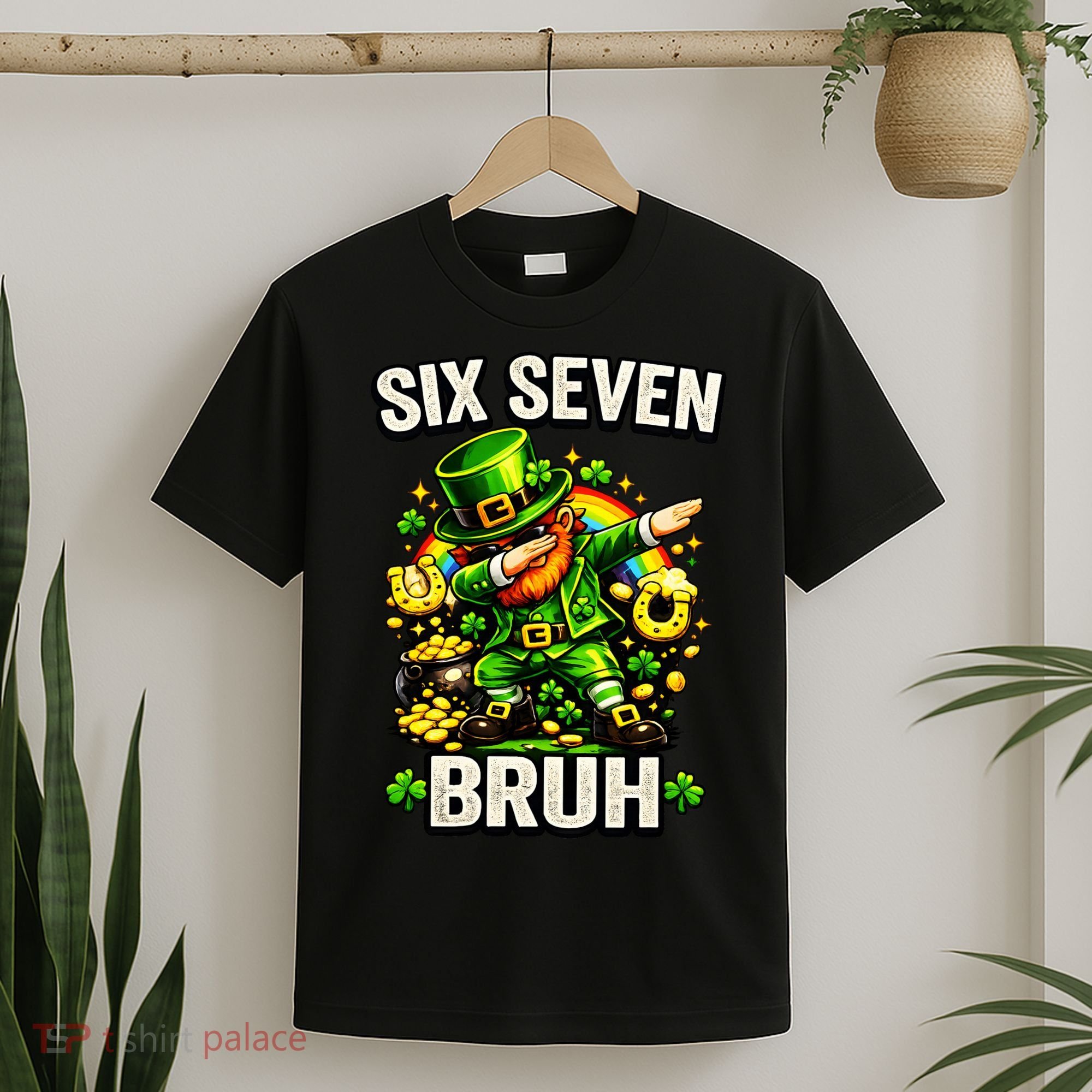 Bruh Six Seven Meme 67 Dabbing Leprechaun St Patricks Day T-Shirt