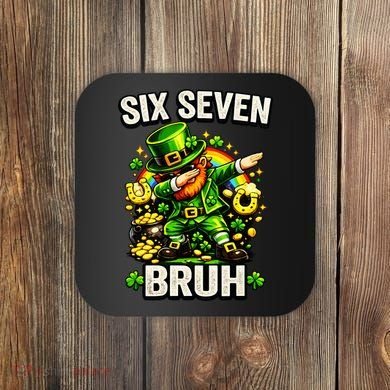 Bruh Six Seven Meme 67 Dabbing Leprechaun St Patricks Day Coaster