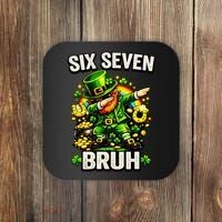 Bruh Six Seven Meme 67 Dabbing Leprechaun St Patricks Day Coaster thumb 0