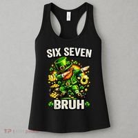 Bruh Six Seven Meme 67 Dabbing Leprechaun St Patricks Day Women's Tank Top thumb 3