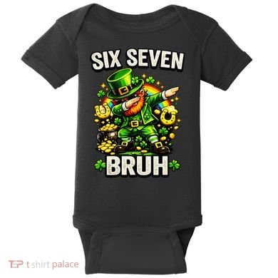 Bruh Six Seven Meme 67 Dabbing Leprechaun St Patricks Day Baby Bodysuit