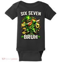 Bruh Six Seven Meme 67 Dabbing Leprechaun St Patricks Day Baby Bodysuit thumb 0