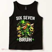 Bruh Six Seven Meme 67 Dabbing Leprechaun St Patricks Day Tank Top thumb 2