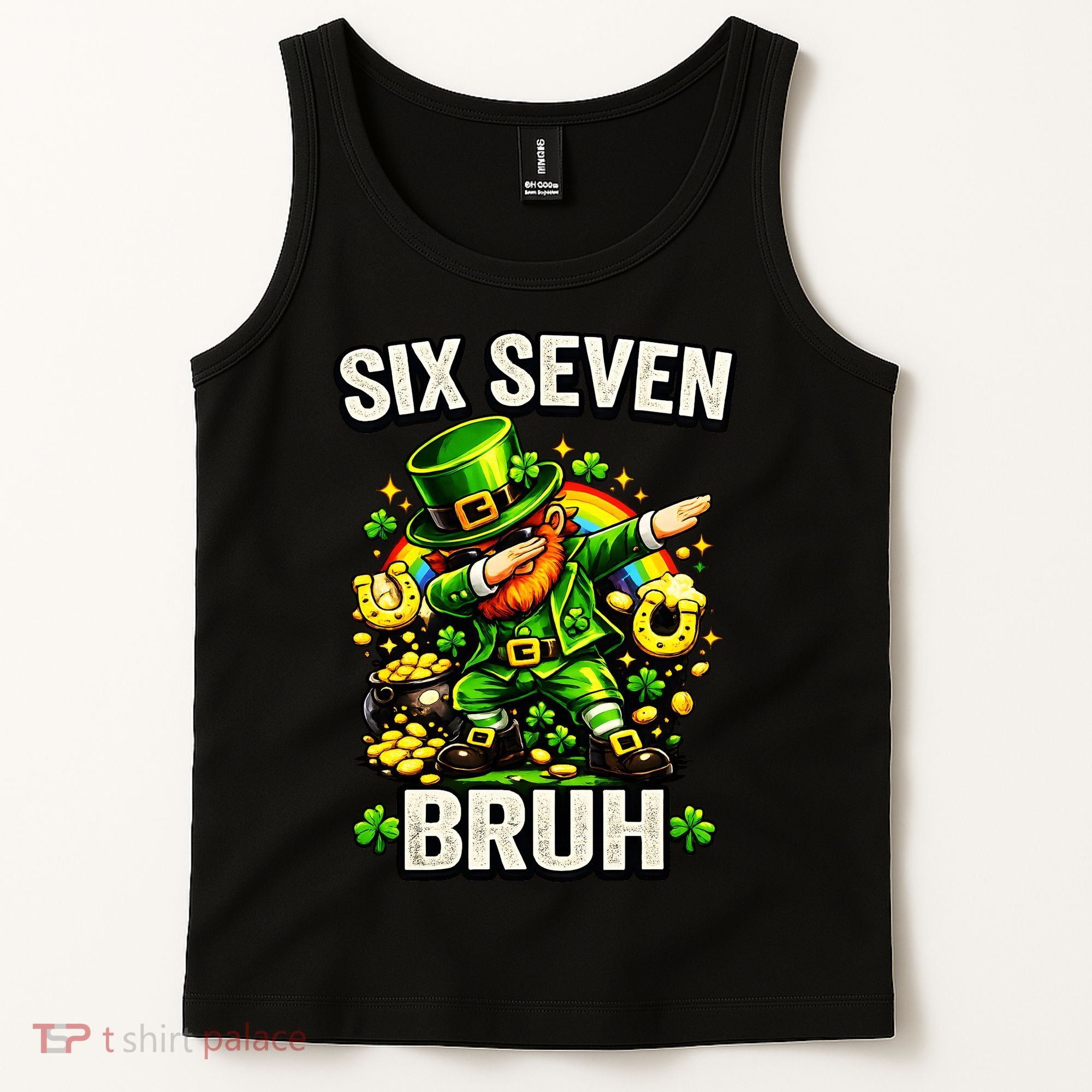 Bruh Six Seven Meme 67 Dabbing Leprechaun St Patricks Day Tank Top
