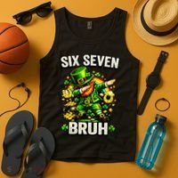 Bruh Six Seven Meme 67 Dabbing Leprechaun St Patricks Day Tank Top thumb 4