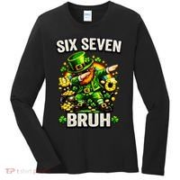 Bruh Six Seven Meme 67 Dabbing Leprechaun St Patricks Day Women's Long Sleeve Shirt thumb 0