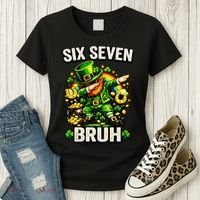 Bruh Six Seven Meme 67 Dabbing Leprechaun St Patricks Day Women's T-Shirt thumb 3