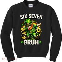 Bruh Six Seven Meme 67 Dabbing Leprechaun St Patricks Day Kids Sweatshirt thumb 0