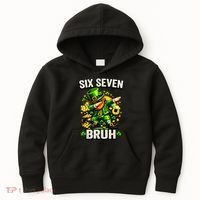 Bruh Six Seven Meme 67 Dabbing Leprechaun St Patricks Day Kids Hoodie thumb 0