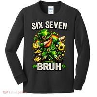 Bruh Six Seven Meme 67 Dabbing Leprechaun St Patricks Day Kids Long Sleeve Shirt thumb 0