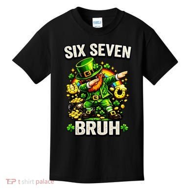 Bruh Six Seven Meme 67 Dabbing Leprechaun St Patricks Day Kids T-Shirt