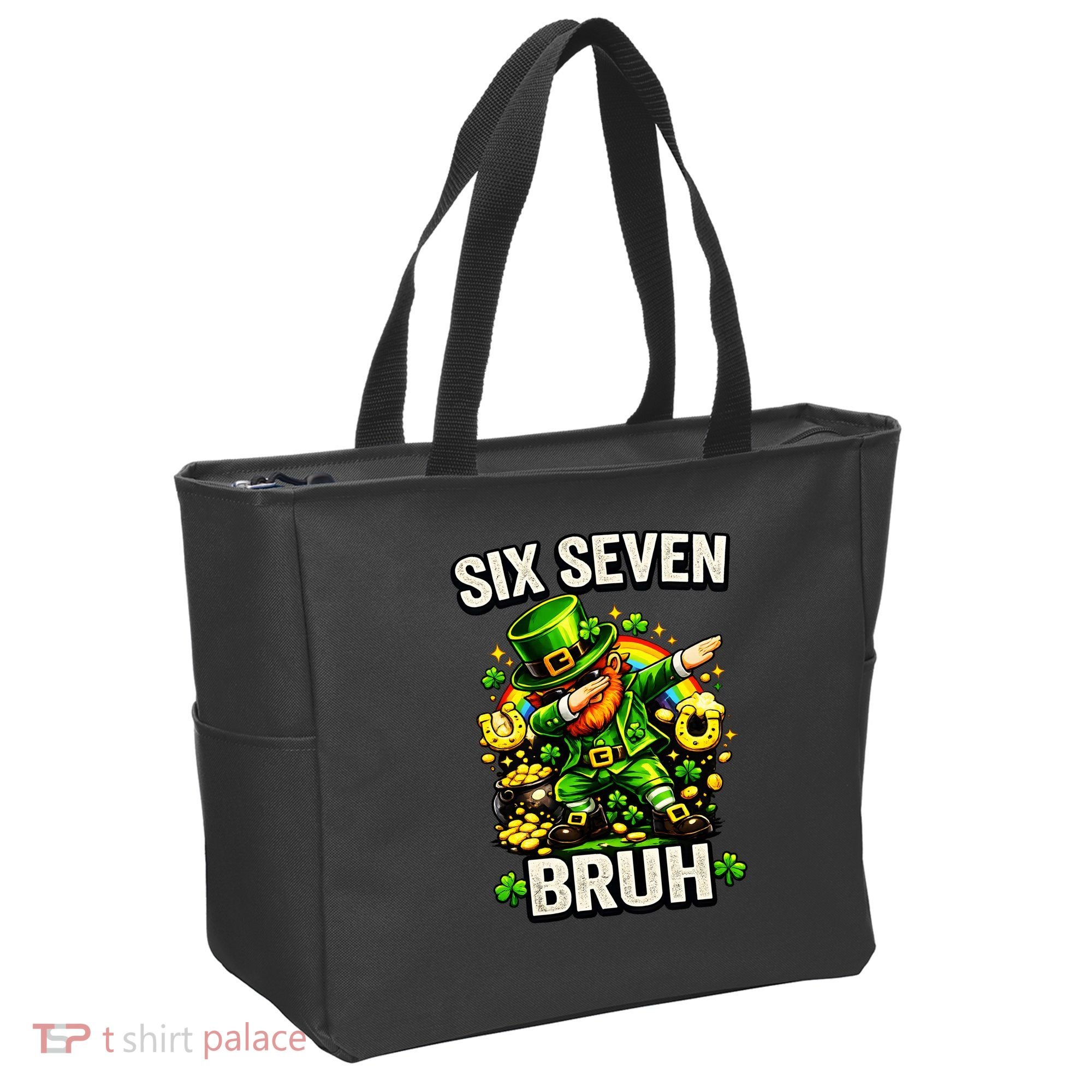 Bruh Six Seven Meme 67 Dabbing Leprechaun St Patricks Day Tote Bag