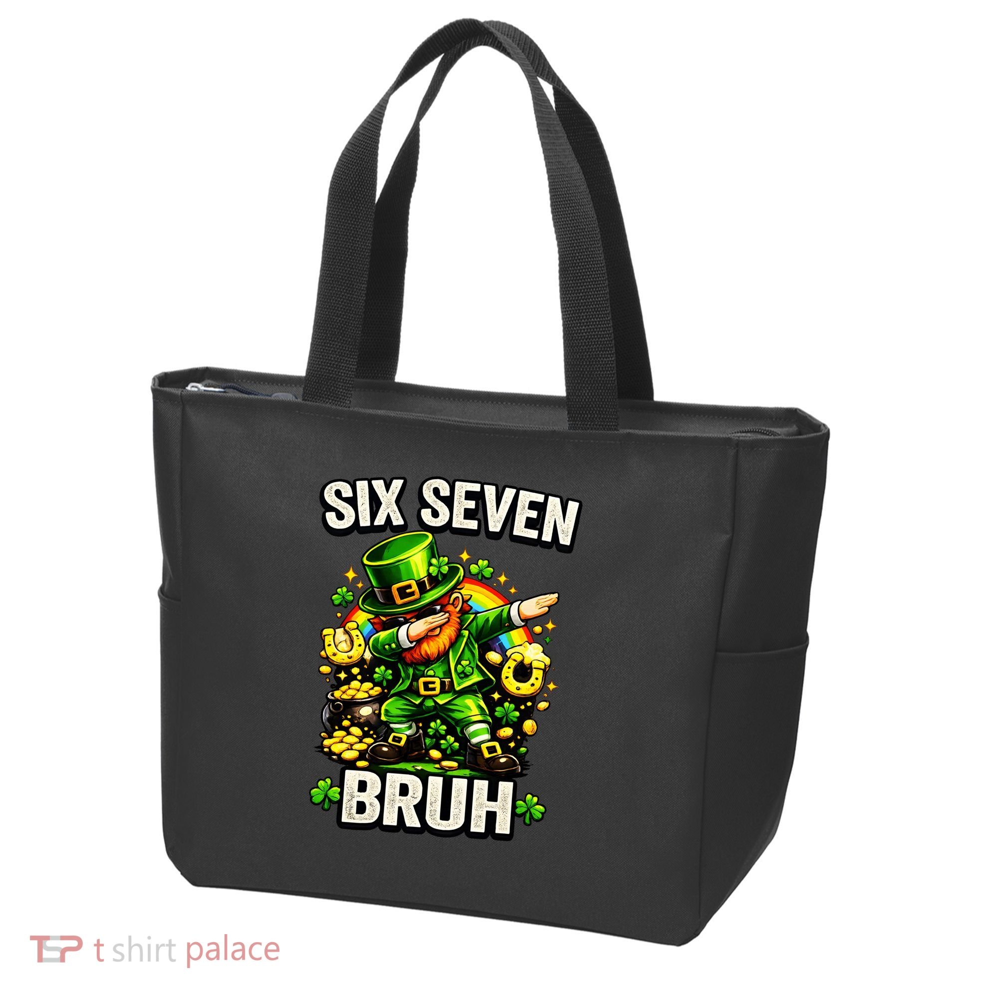 Bruh Six Seven Meme 67 Dabbing Leprechaun St Patricks Day Tote Bag