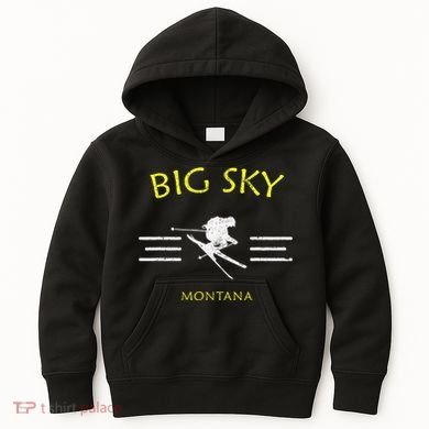 Big Sky Skiing Montana Ski Kids Hoodie