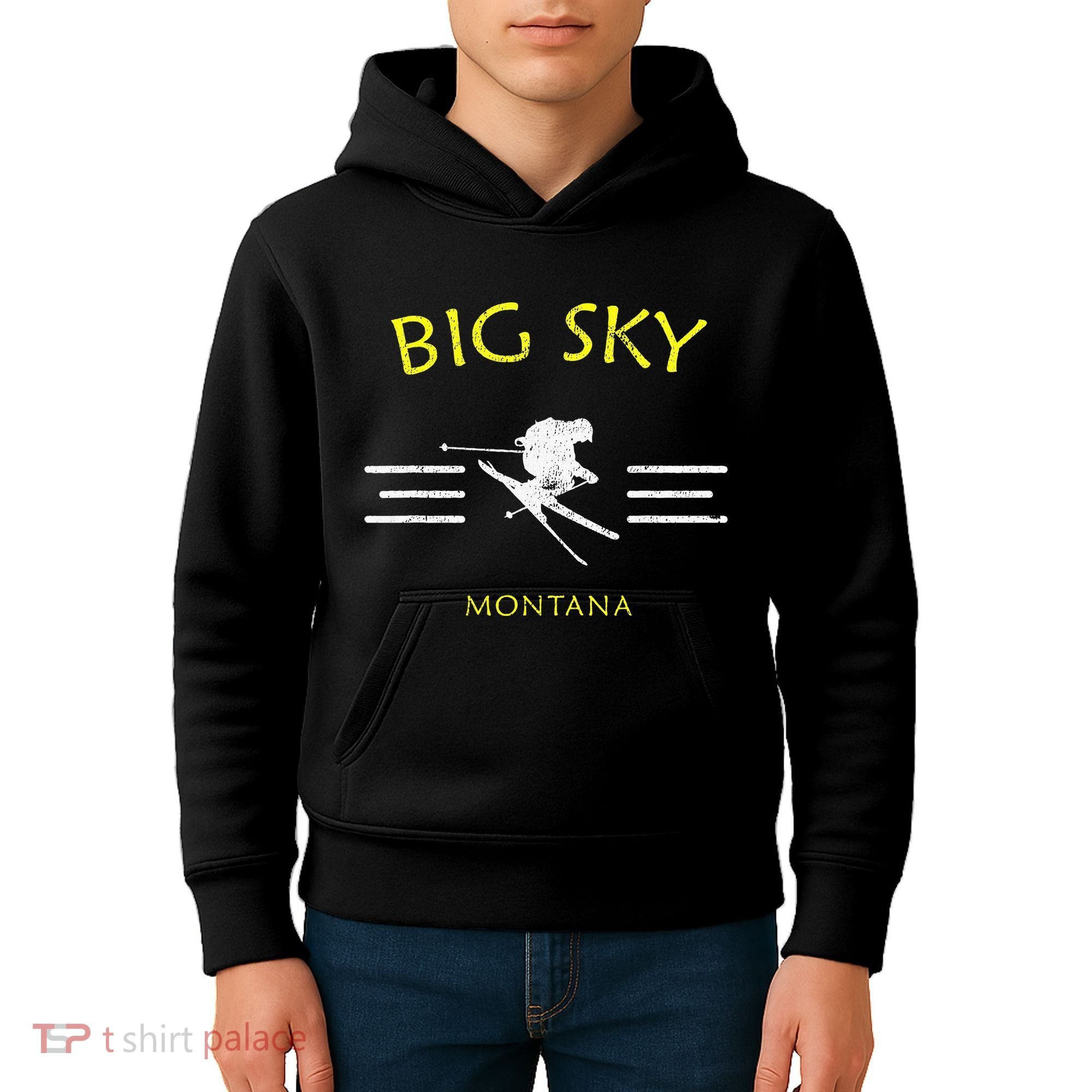 Big Sky Skiing Montana Ski Kids Hoodie