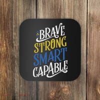 Brave Strong Smart Capable World Down Syndrome Day Awareness Coaster thumb 0
