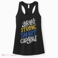 Brave Strong Smart Capable World Down Syndrome Day Awareness Women's Tank Top thumb 0