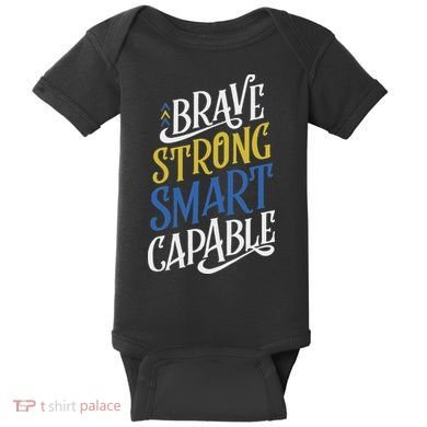 Brave Strong Smart Capable World Down Syndrome Day Awareness Baby Bodysuit