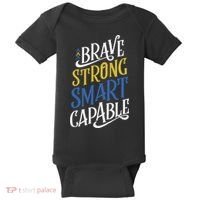 Brave Strong Smart Capable World Down Syndrome Day Awareness Baby Bodysuit thumb 0