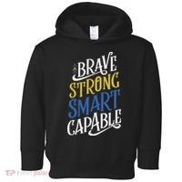 Brave Strong Smart Capable World Down Syndrome Day Awareness Toddler Hoodie thumb 0
