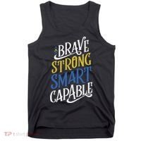 Brave Strong Smart Capable World Down Syndrome Day Awareness Tank Top thumb 0