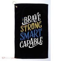 Brave Strong Smart Capable World Down Syndrome Day Awareness Golf Towel thumb 0