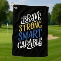Brave Strong Smart Capable World Down Syndrome Day Awareness Golf Towel thumb 1