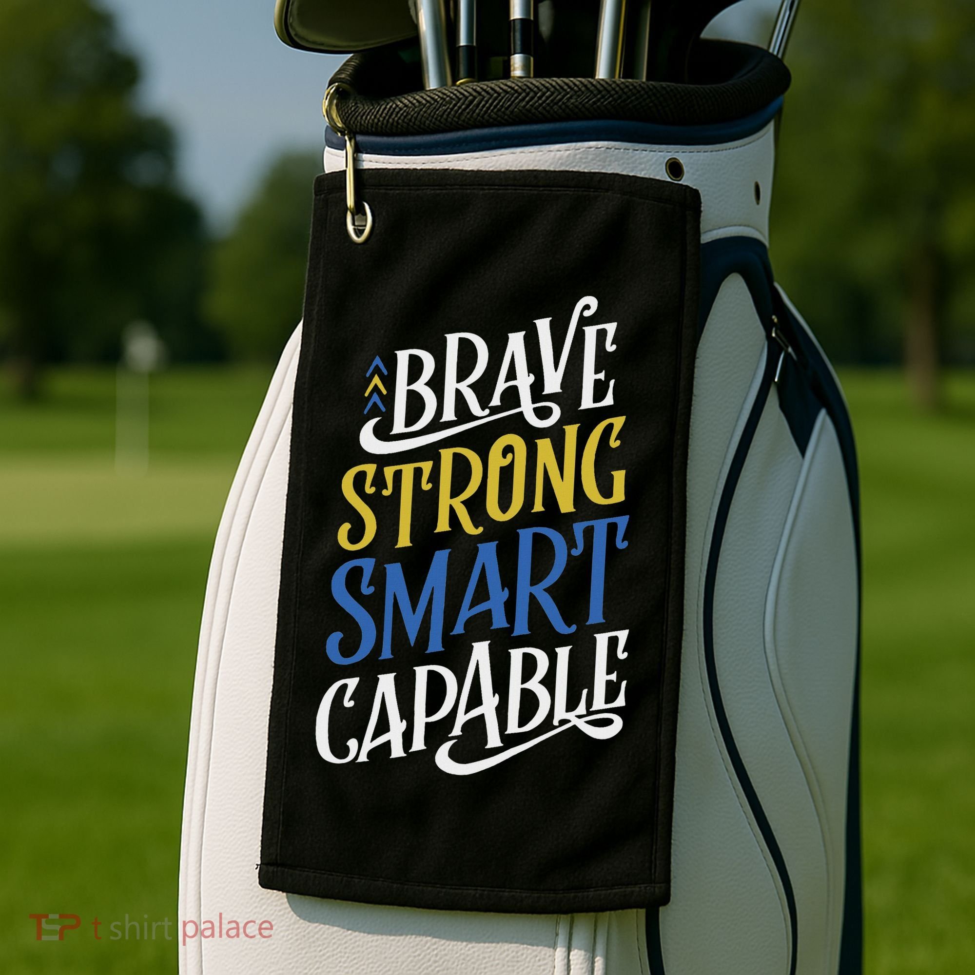 Brave Strong Smart Capable World Down Syndrome Day Awareness Golf Towel