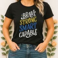 Brave Strong Smart Capable World Down Syndrome Day Awareness Women's T-Shirt thumb 2