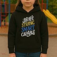 Brave Strong Smart Capable World Down Syndrome Day Awareness Kids Hoodie thumb 3