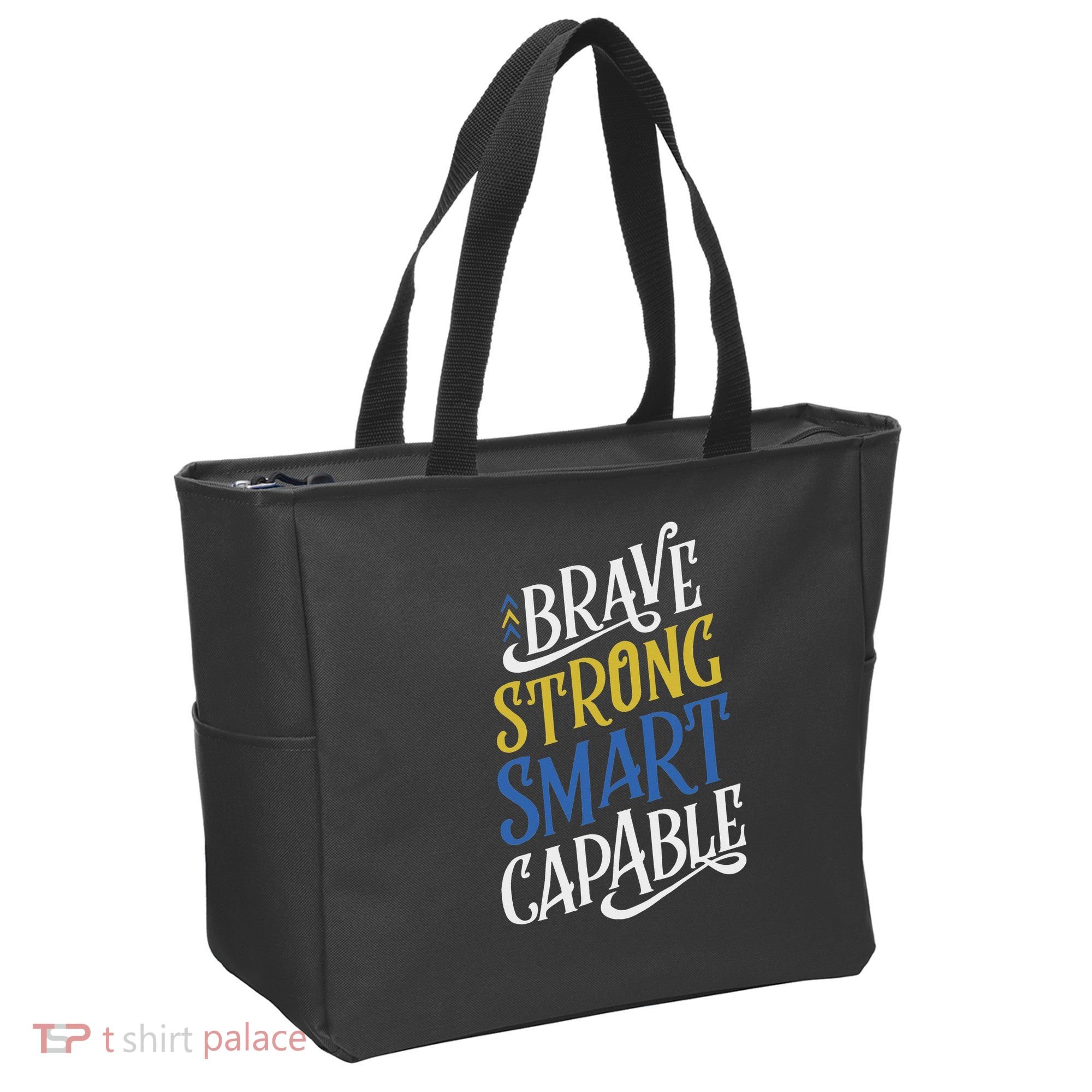 Brave Strong Smart Capable World Down Syndrome Day Awareness Tote Bag
