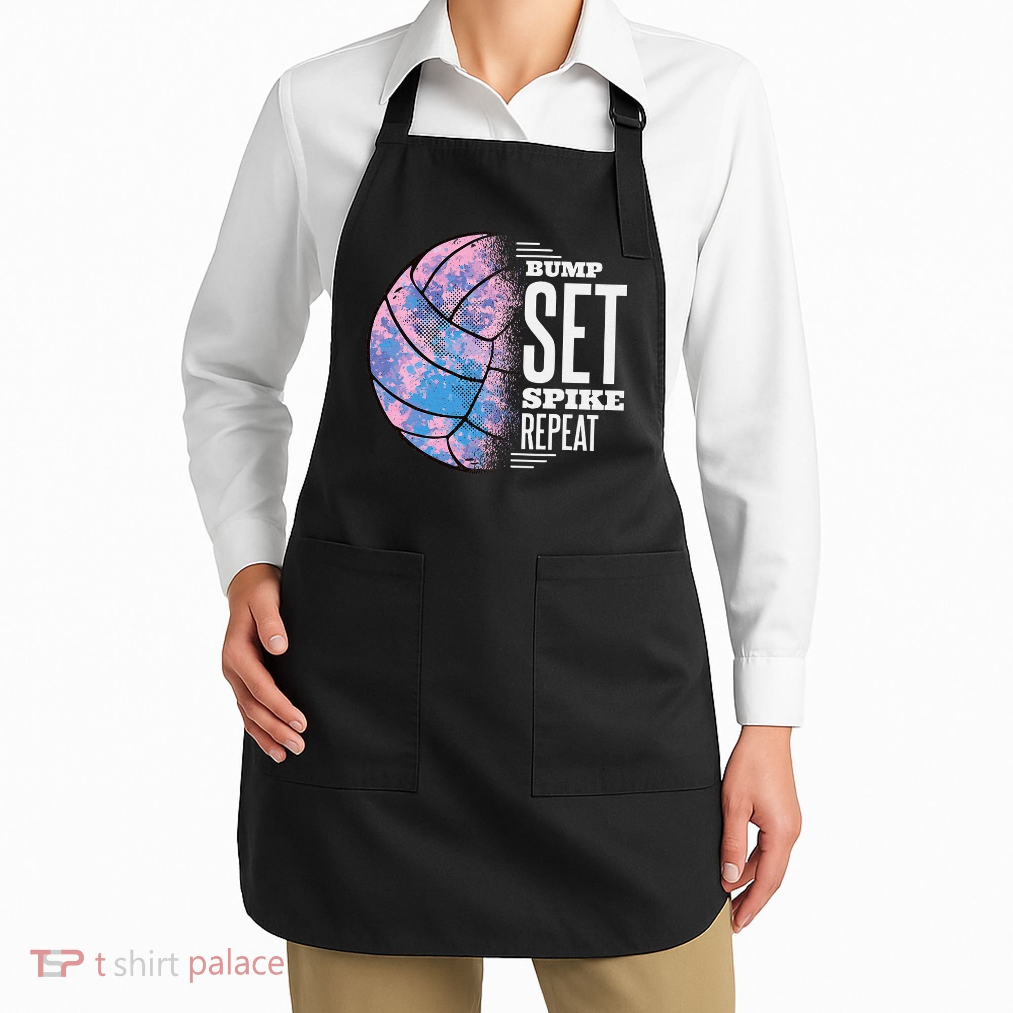 Bump Set Spike Repeat Volleyball Player Coach & Fan Apron