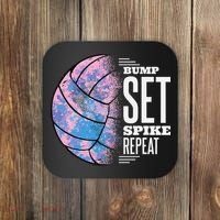 Bump Set Spike Repeat Volleyball Player Coach & Fan Coaster thumb 0