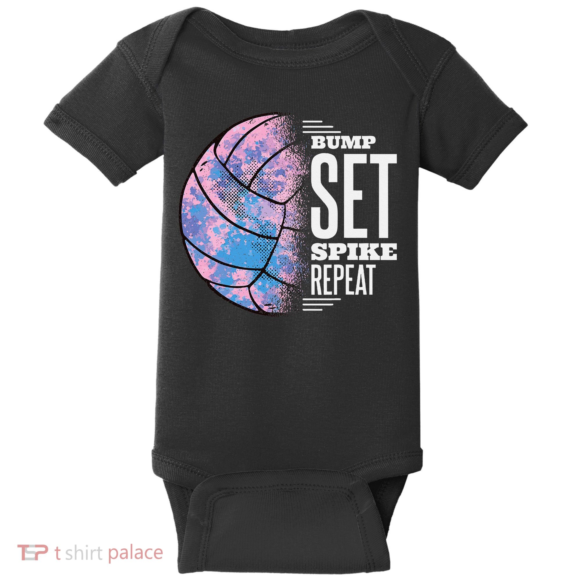Bump Set Spike Repeat Volleyball Player Coach & Fan Baby Bodysuit