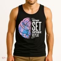 Bump Set Spike Repeat Volleyball Player Coach & Fan Tank Top thumb 3