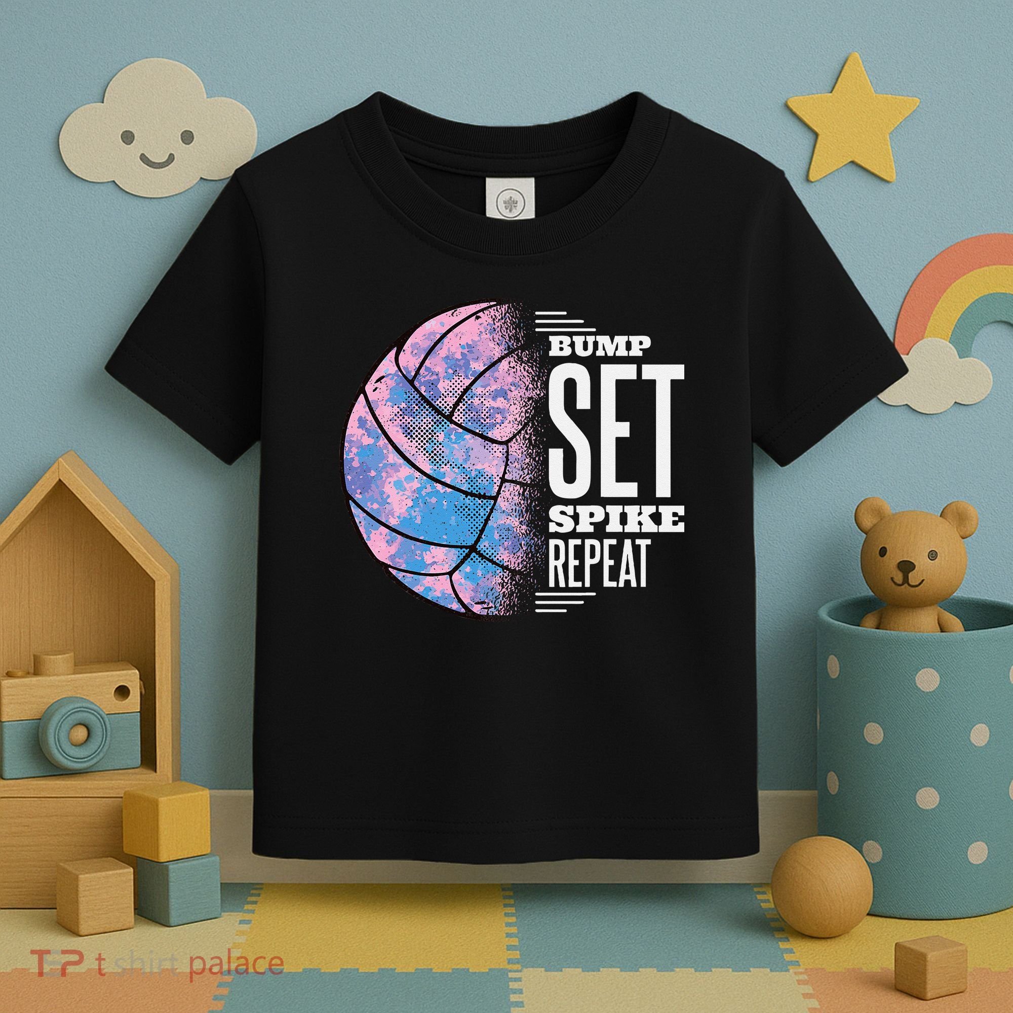 Bump Set Spike Repeat Volleyball Player Coach & Fan Toddler T-Shirt