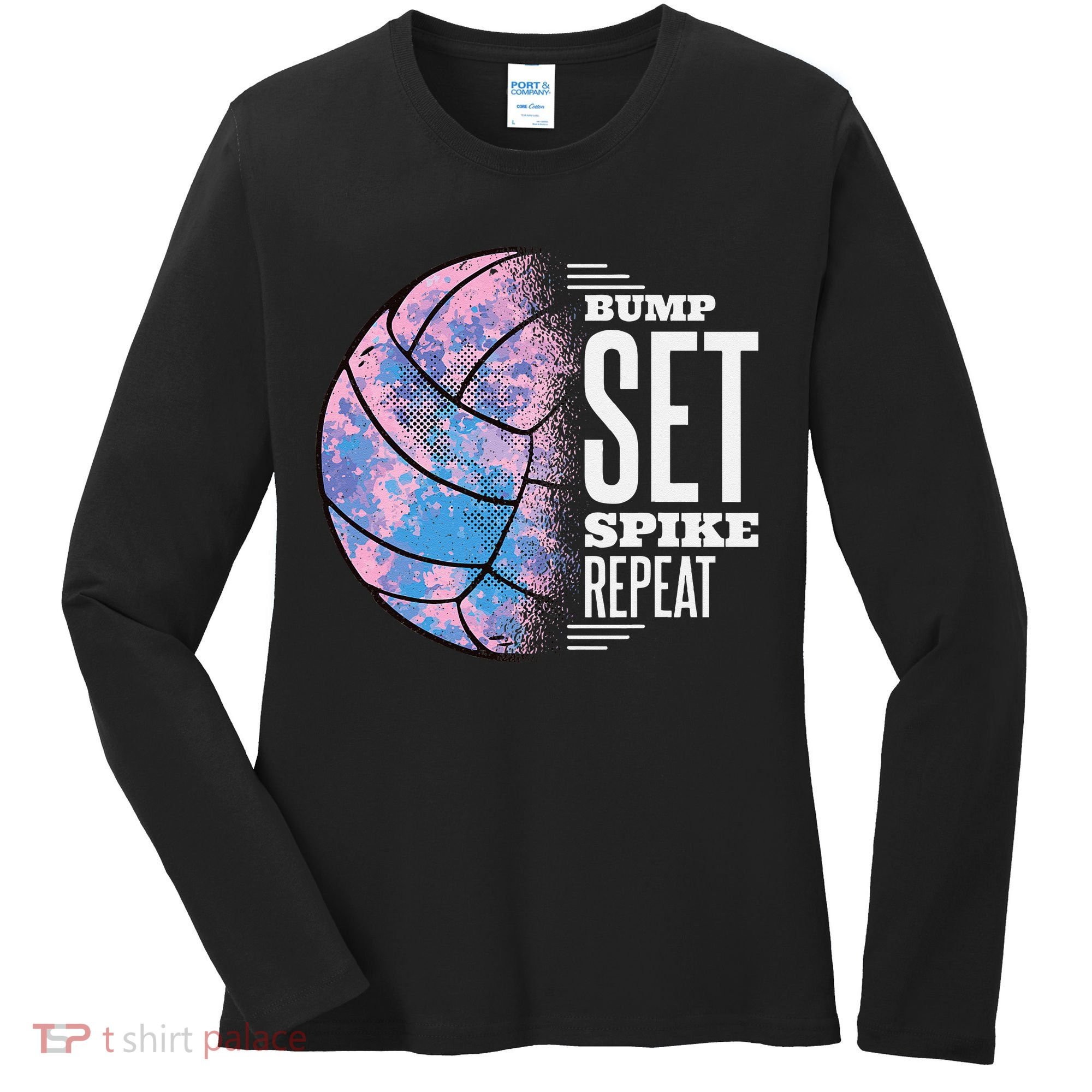 Bump Set Spike Repeat Volleyball Player Coach & Fan Women's Long Sleeve Shirt