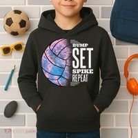 Bump Set Spike Repeat Volleyball Player Coach & Fan Kids Hoodie thumb 2