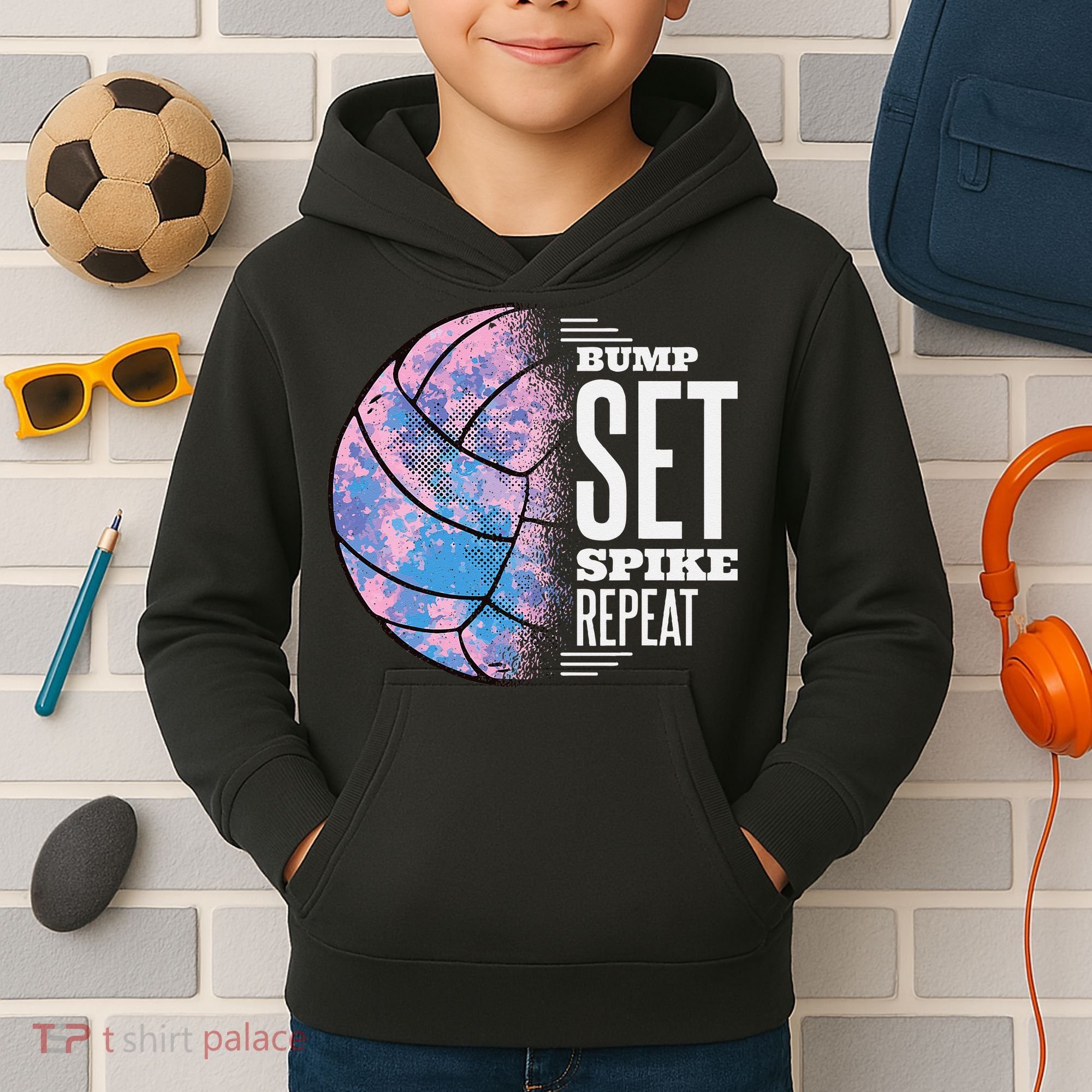 Bump Set Spike Repeat Volleyball Player Coach & Fan Kids Hoodie