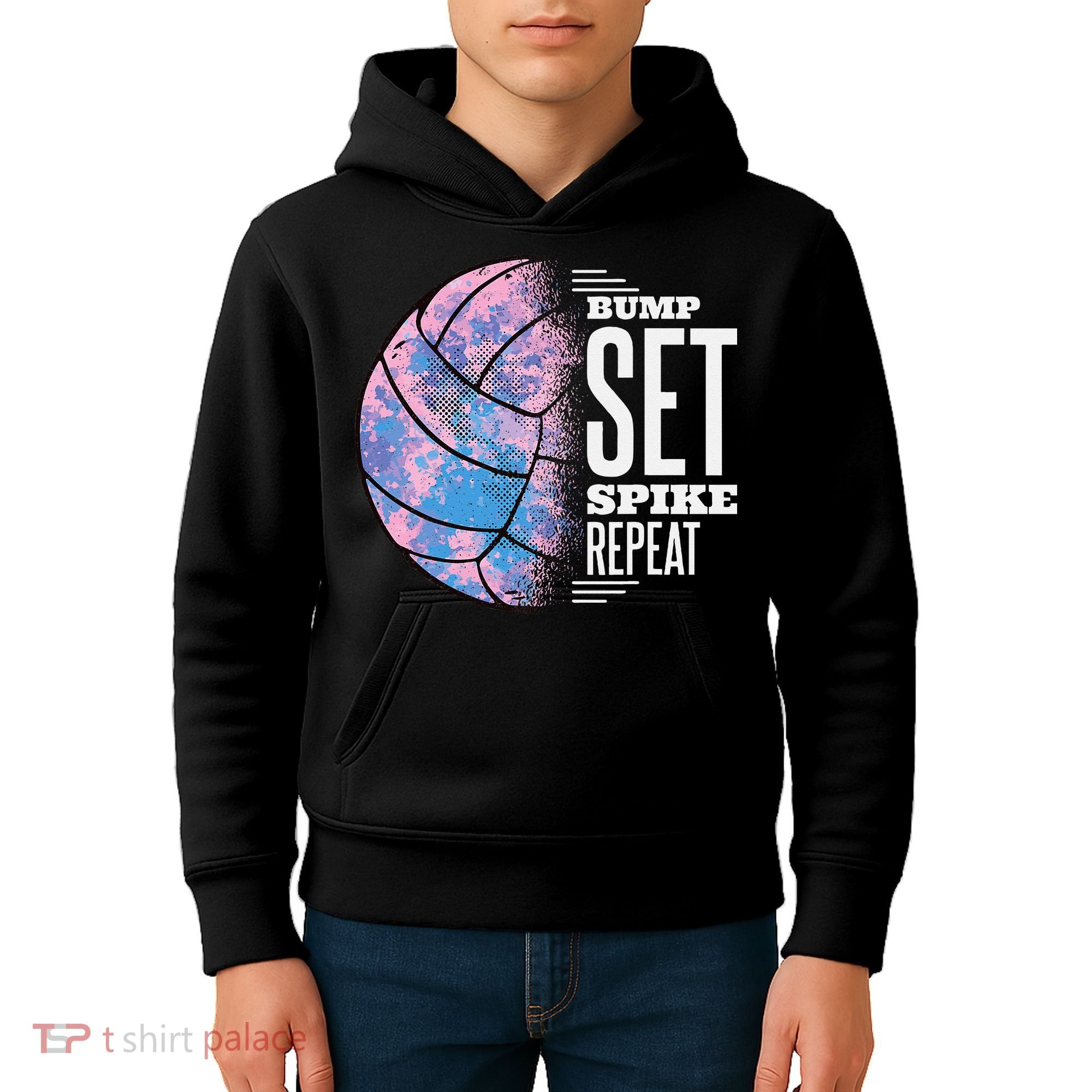 Bump Set Spike Repeat Volleyball Player Coach & Fan Kids Hoodie
