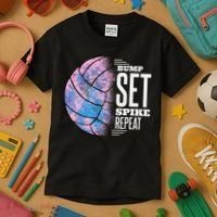 Bump Set Spike Repeat Volleyball Player Coach & Fan Kids T-Shirt thumb 3