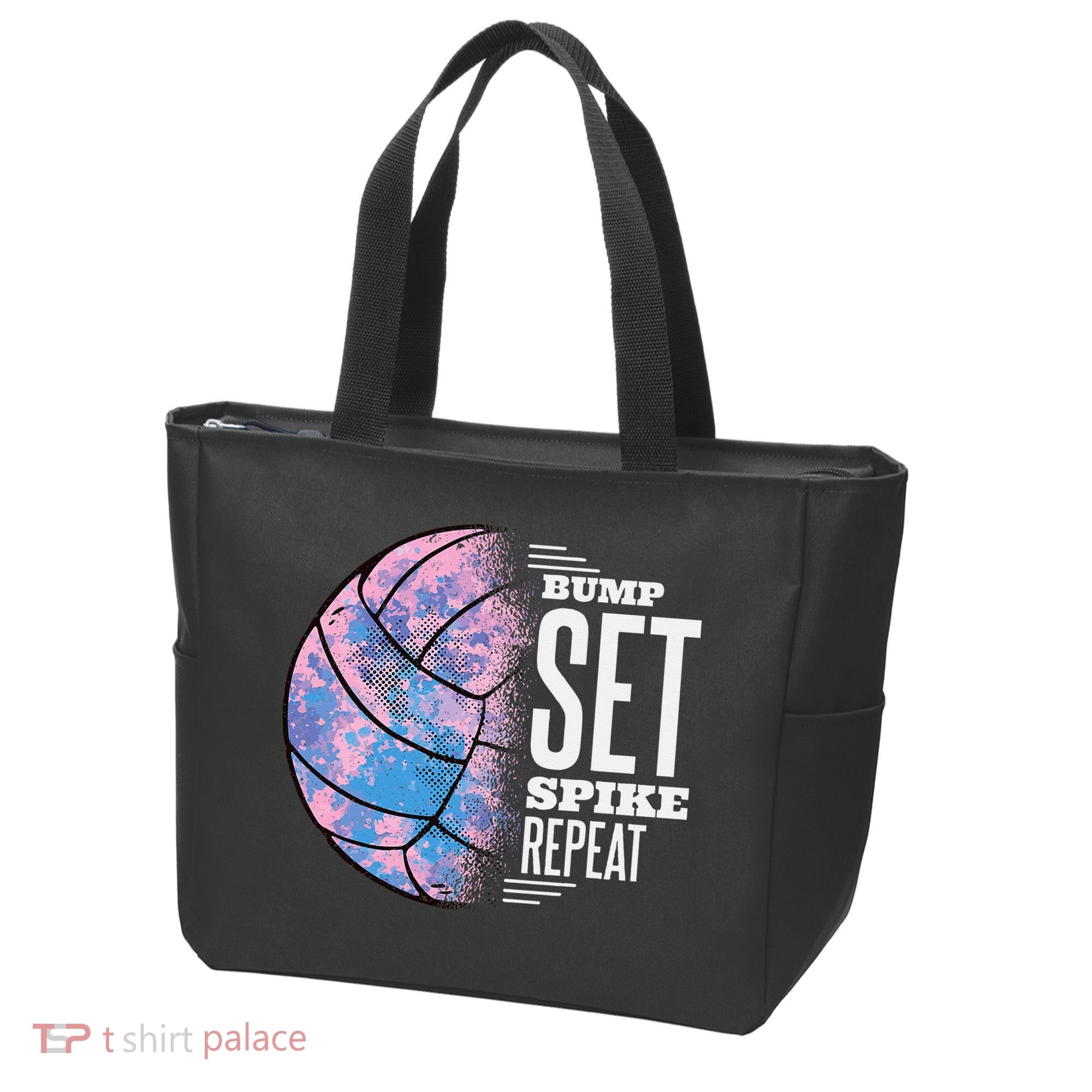Bump Set Spike Repeat Volleyball Player Coach & Fan Tote Bag