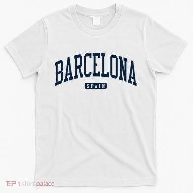Barcelona Spain Spain College University Style Navy T-Shirt