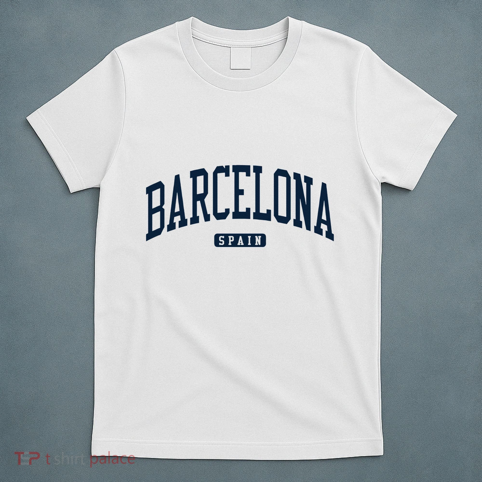 Barcelona Spain Spain College University Style Navy T-Shirt
