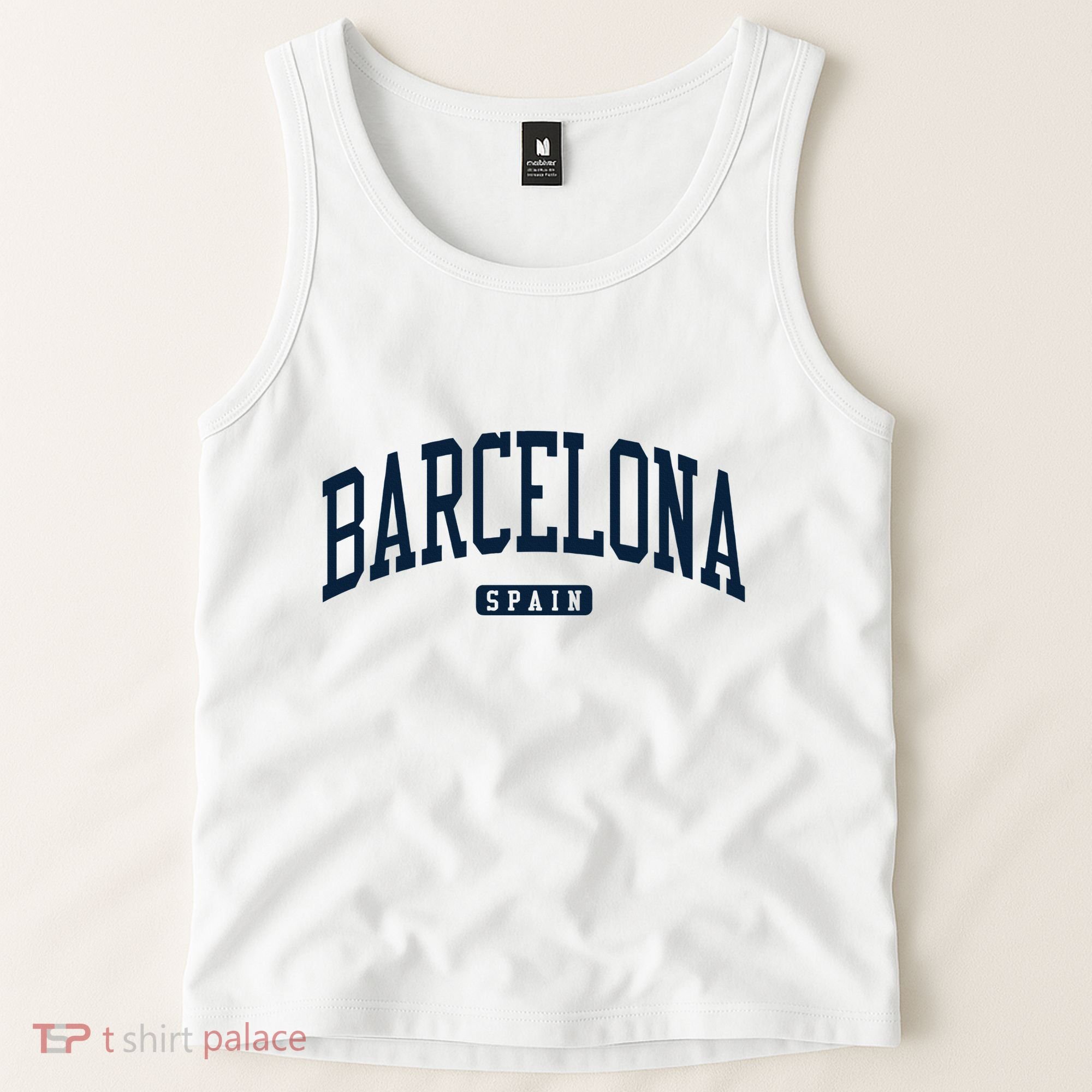 Barcelona Spain Spain College University Style Navy Tank Top